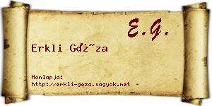 Erkli Géza névjegykártya